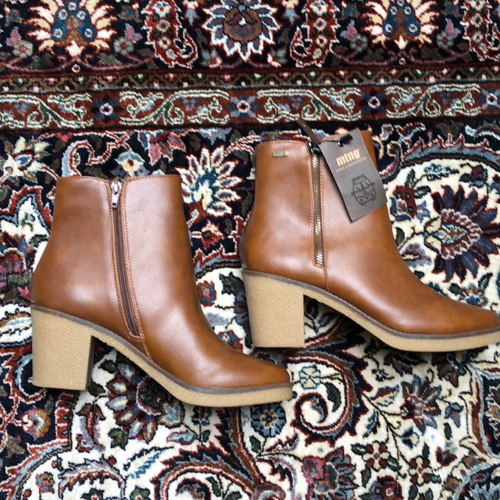 Brown Booties with Rubber soles  2 1/2 in heel